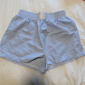 Blue and White Striped Shorts